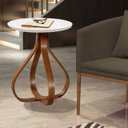 Ver imagem 4 de Mesa Bella de Canto com Tampo de Vidro Redonda Base de 70cm - Off White Luka Decor