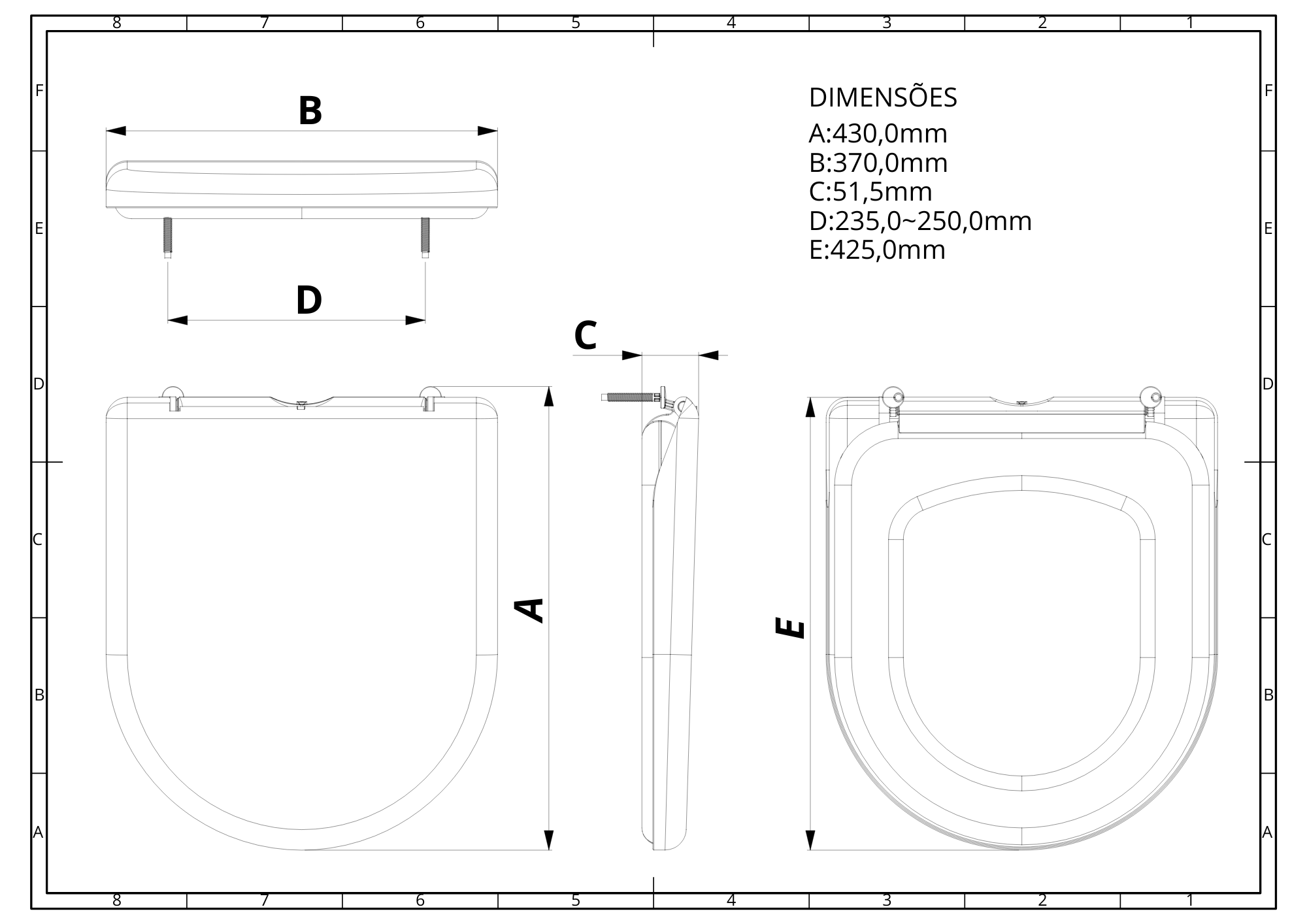 Assento Tampa para Vaso Sanitário Almofadado Compatível Calypso Preto Durín - 2