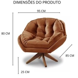 Kit 2 Poltrona Decorativa Estofada Base Giratória Califórnia - 7