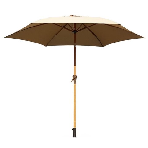 Ombrelone Central Miramar Rivatti 270 Cm (largura) Alumínio Simulando Madeira Capa Poliéster Fendi