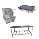 Ver imagem 1 de Kit Lanchonete Mesa de Manipulação 190x70cm + Fritadeira a Gás 1 Cuba + Chapa a Gás 60cm