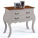 Ver imagem 1 de Cômoda Bombê Linz 2 Gavetas 81 X 89 X 40 Cm (a X L X P) - Cor Offwhite/imbuia Glazer
