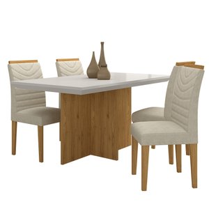Mesa com 4 Cadeiras Duda 1,36 Cin/off White/bege - Móveis Arapongas Cinamomo/off White/bege 03