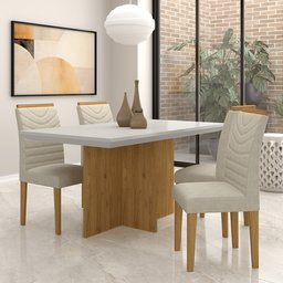 Mesa com 4 Cadeiras Duda 1,36 Cin/off White/bege - Móveis Arapongas Cinamomo/off White/bege 03 - 2
