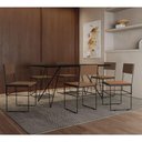 Ver imagem 1 de Mesa Jantar Retangular Industrial Trama 1,50x0,90m Preta com 6 Cadeiras Estofadas Marrom e Preta Vit