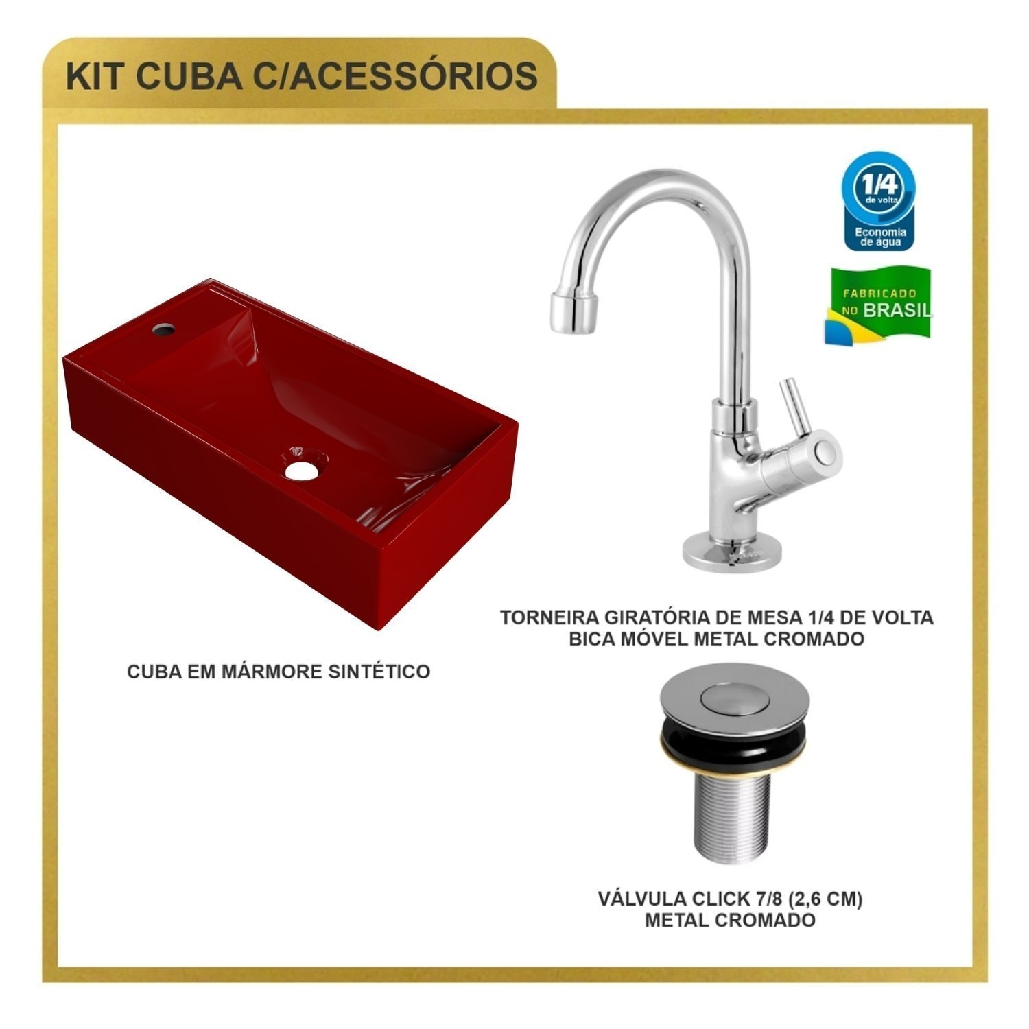 Kit Cuba Rl545 Roma com Torneira 1198 e Válvula Botão - 8