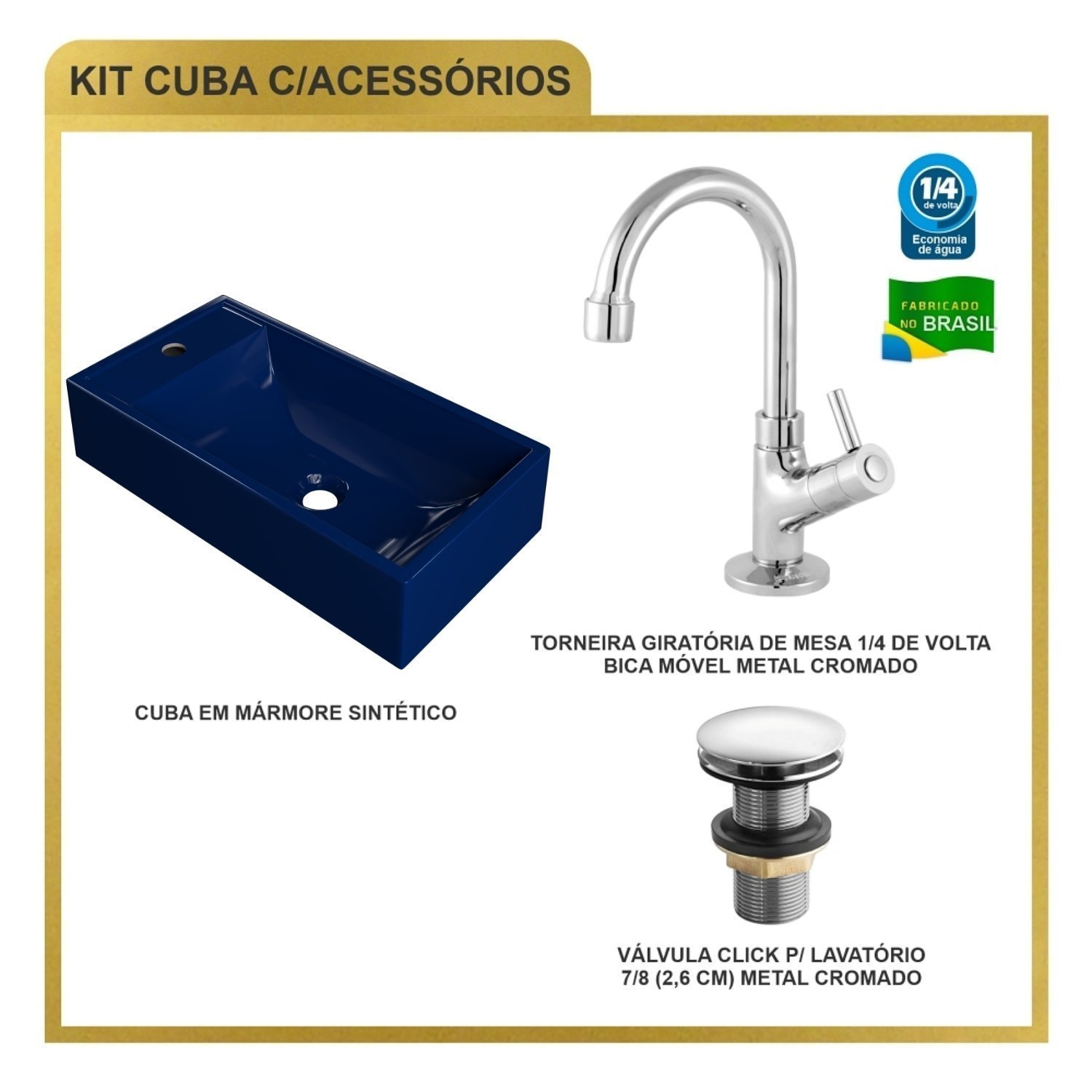 Kit Cuba Rl545 Roma com Torneira 1198 e Válvula Click - 8