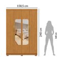 Ver imagem 3 de Guarda-Roupa Solteiro Siena com Espelho 4 Portas 3 Gavetas 100% MDF Marrom/Cerejeira