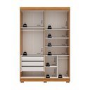 Ver imagem 4 de Guarda-Roupa Solteiro Siena com Espelho 4 Portas 3 Gavetas 100% MDF Marrom/Cerejeira