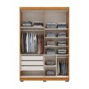 Ver imagem 6 de Guarda-Roupa Solteiro Siena com Espelho 4 Portas 3 Gavetas 100% MDF Marrom/Cerejeira