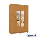 Ver imagem 5 de Guarda-Roupa Solteiro Siena com Espelho 4 Portas 3 Gavetas 100% MDF Marrom/Cerejeira