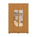 Ver imagem 2 de Guarda-Roupa Solteiro Siena com Espelho 4 Portas 3 Gavetas 100% MDF Marrom/Cerejeira