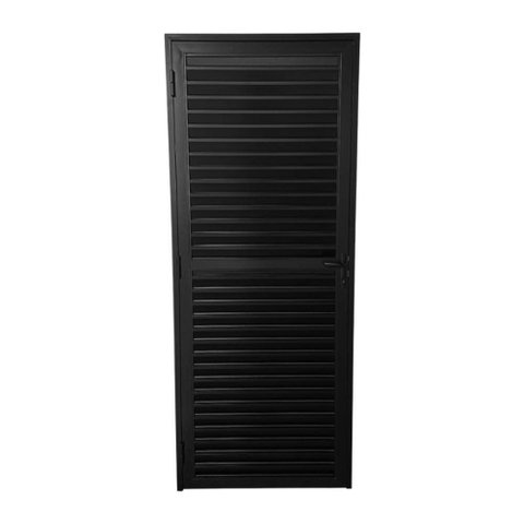 Porta Veneziana de Alumínio 80x210cm Abertura Esquerda Kazan Preto