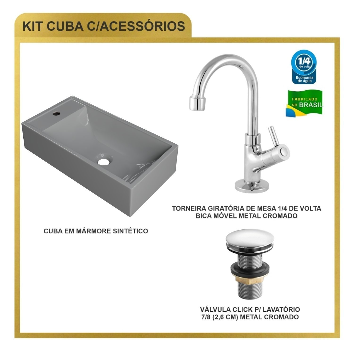 Kit Cuba Rl545 Roma com Torneira 1198 e Válvula Click - 7