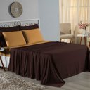 Ver imagem 1 de Jogo de Cama Casal Viúva Nobre 4 Peças Malha 100% Algodão - Marrom / Cobre