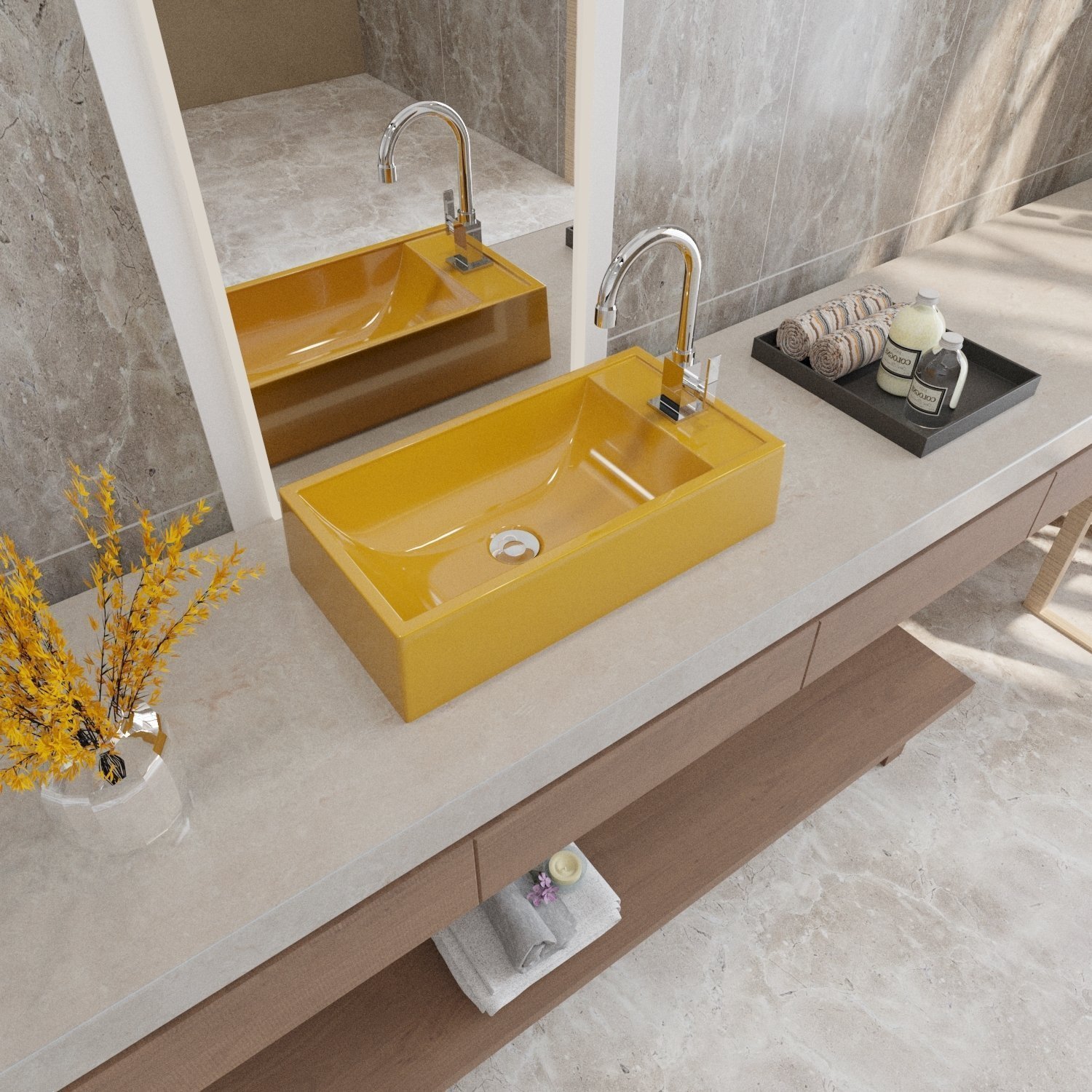 Kit Cuba Rl545 Roma com Torneira Luxo e Válvula Botão com Sifão e Flexível - 1