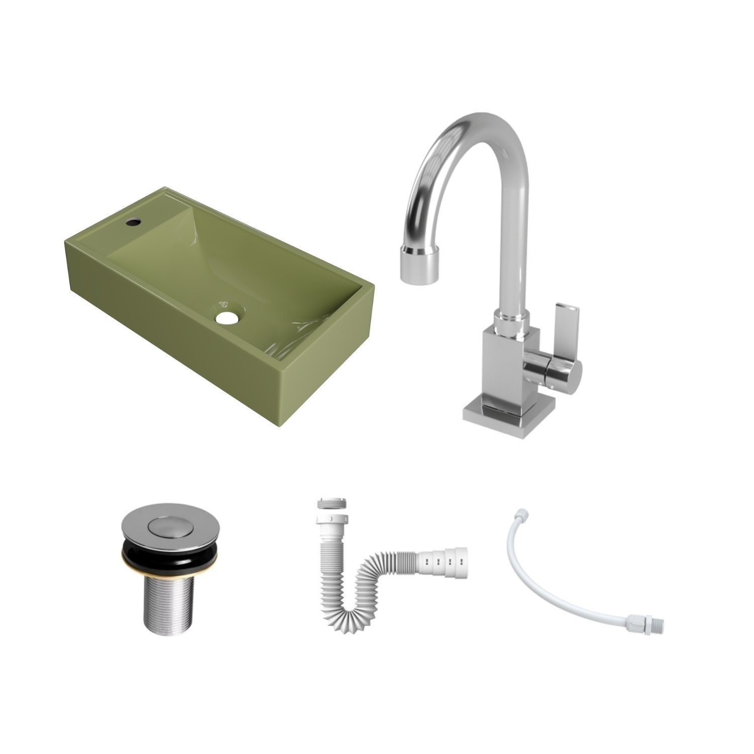 Kit Cuba Rl545 Roma com Torneira Luxo e Válvula Botão com Sifão e Flexível - 2
