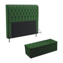 Ver imagem 1 de Kit Cabeceira Estofada Decorativa Para Cama Box Bellatrix 160 Queen e Calçadeira Sagitarius Sued Ver