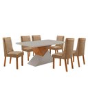 Ver imagem 2 de Mesa de Jantar Aster 180cm Tampo MDF Vidro Canto Copo com 6 Cadeiras Carolina