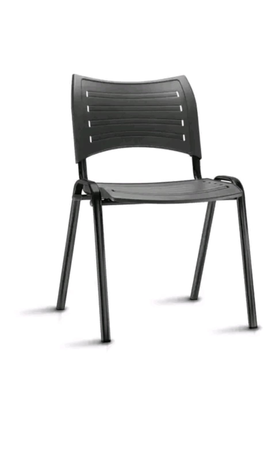 Cadeira Prisma Iso Fixa Preta pra Igreja Recpçao Sala de Espera Preto Plastica - 3