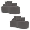 Ver imagem 1 de Kit 02 Sofás Orgânicos Living Bob 145cm 02 Lugares com 02 Almofadas Bouclê Cinza Escuro - Desk Desig