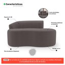 Ver imagem 3 de Kit 02 Sofás Orgânicos Living Bob 145cm 02 Lugares com 02 Almofadas Bouclê Cinza Escuro - Desk Desig