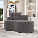 Ver imagem 2 de Kit 02 Sofás Orgânicos Living Bob 145cm 02 Lugares com 02 Almofadas Bouclê Cinza Escuro - Desk Desig