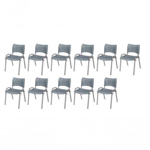 Cadeira Iso Base Cinza , Escritório Cinza Kit 11 Un