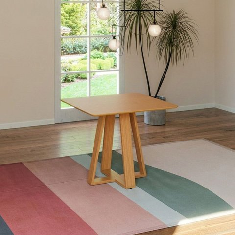 Mesa de Jantar Quadadra 4 Lugares 90CMX 90cm Base em X 100% MDF Carvalho Rose