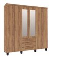 Ver imagem 2 de Roupeiro / Guarda Roupas 6 Portas com Espelhos Nas 2 Portas Centrais + 3 Gavetas Cor Canelato Trinob