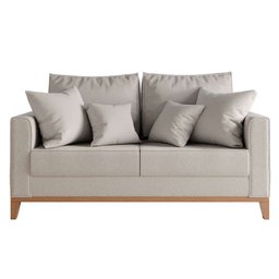 Sofá 2 Lugares Beny Base de Madeira Linho Cotton Cru Rr Decor - 1