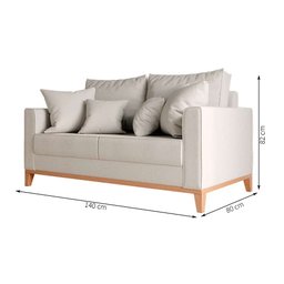 Sofá 2 Lugares Beny Base de Madeira Linho Cotton Cru Rr Decor - 3
