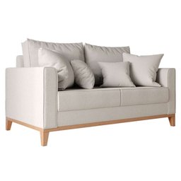 Sofá 2 Lugares Beny Base de Madeira Linho Cotton Cru Rr Decor - 4
