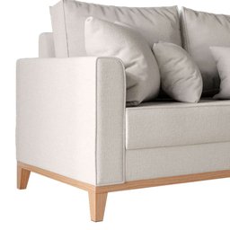 Sofá 2 Lugares Beny Base de Madeira Linho Cotton Cru Rr Decor - 5