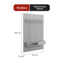 Ver imagem 3 de Painel Ripado para TV até 65 Polegadas MDF 160x250cm Prateleira Nicho e Gaveta Off White e Nature