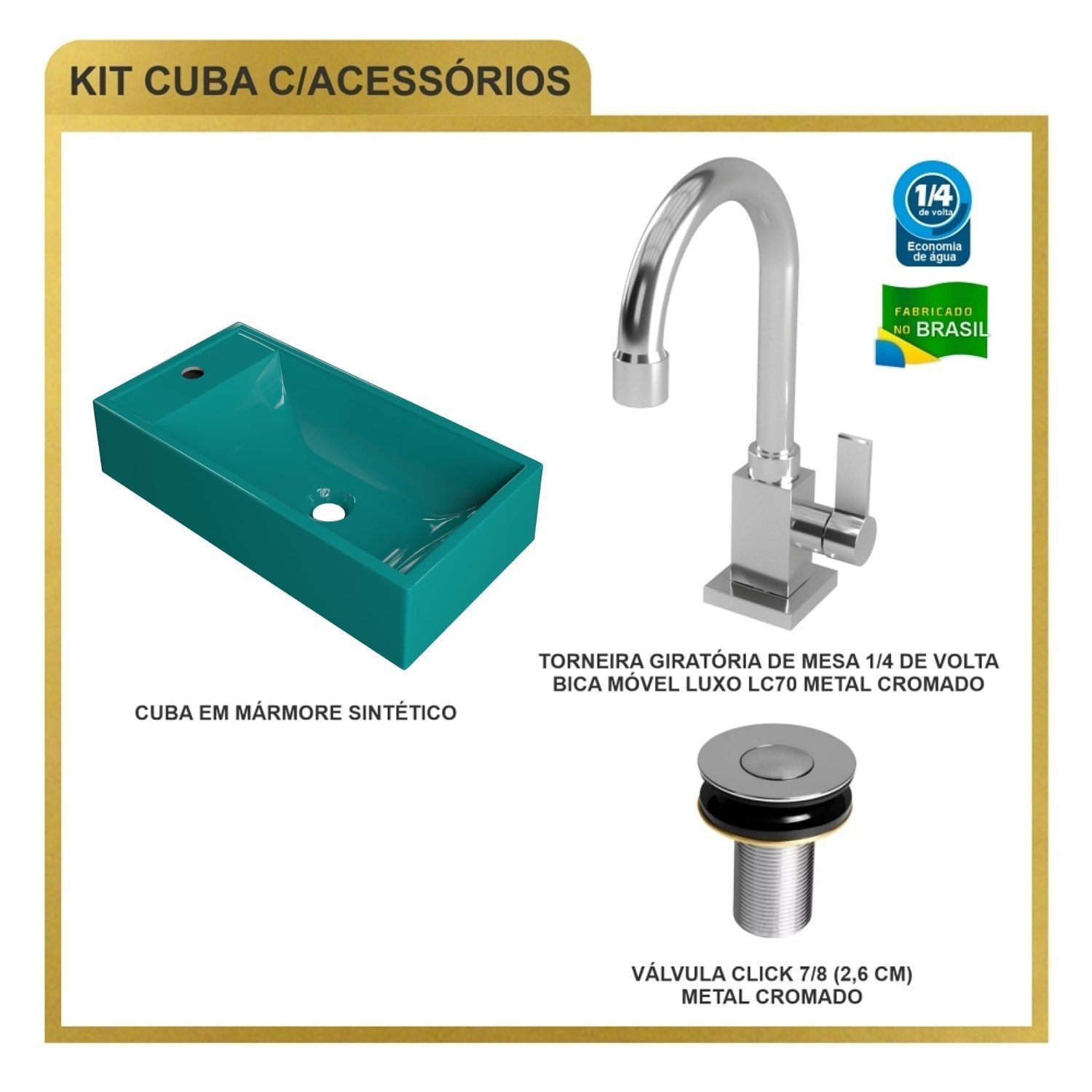 Kit Cuba Rl545 Roma com Torneira Luxo e Válvula Botão - 7