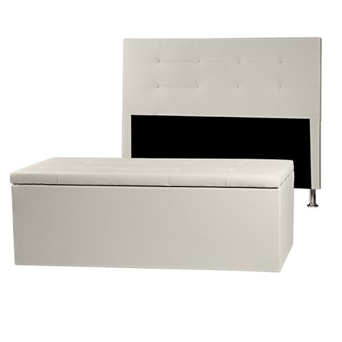 Kit Cabeceira e Calçadeira Baú King 1,95m Berlim Corano - Pallazio Branco