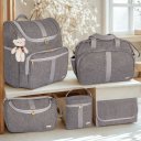 Ver imagem 1 de Kit Bolsa Maternidade 5 Peças com Mochila 2 em 1 e Porta Mamadeira Térmico Amor:cinza