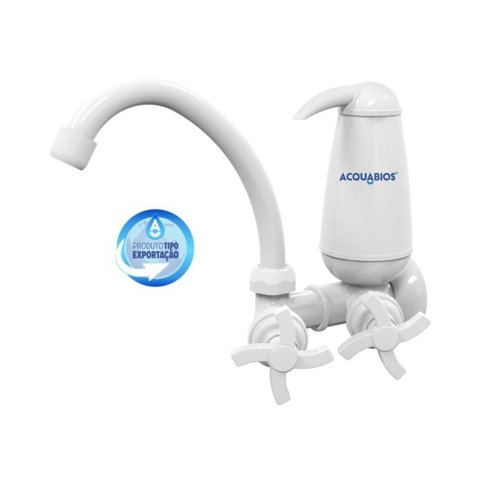 Filtro de Água Acquabios Acqua E05 Bica Móvel Quadriseta Branco com Torneira 1/4 de Volta