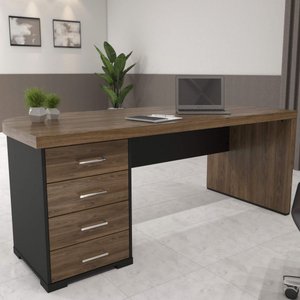 Mesa para Escritório 4 Gavetas Charuto/preto 006107 - Artany Móveis