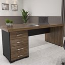 Ver imagem 1 de Mesa para Escritório 4 Gavetas Charuto/preto 006107 - Artany Móveis