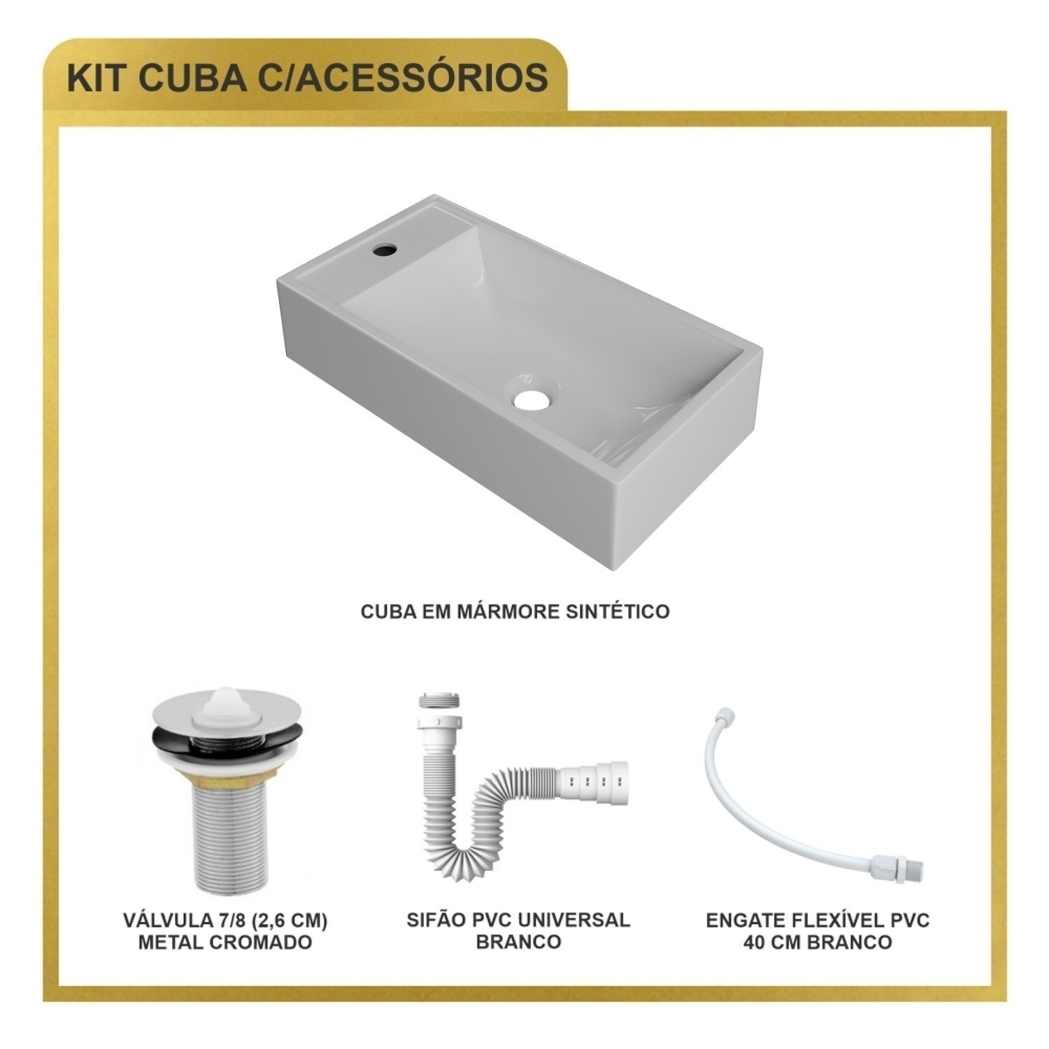 Kit Cuba Rl545 Roma com Válvula Metal e Sifão com Flexível - 8