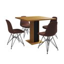 Ver imagem 6 de Mesa Jantar Londres Quadrada Canela 90cm Base Preta 4 Cadeiras Eames Estofadas Caramelo Ferro Preto