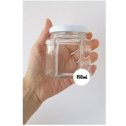 Jogo 6 Potes Vidro Sextavado com Tampa Metal 150ml - 2 Jogo 6 Potes Vidro Sextavado com Tampa Metal 150ml - 2