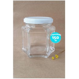 Jogo 6 Potes Vidro Sextavado com Tampa Metal 150ml - 3 Jogo 6 Potes Vidro Sextavado com Tampa Metal 150ml - 3