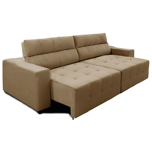 Sofá Top Lubeck 2 metros 3 Lugares Reclinável e Retrátil Suede Castor - Sofá na Web