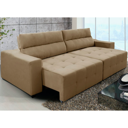 Sofá Top Lubeck 2 metros 3 Lugares Reclinável e Retrátil Suede Castor - Sofá na Web - 5