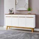 Ver imagem 2 de Aparador Buffet Opala Design Retrô Tampo MDF25MM Chanfrado:Branco/Cinamomo