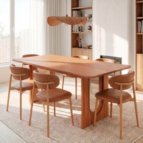 Conjunto de Jantar com Mesa Tali 180cm e 6 Cadeiras Ema CabeCasa MadeiraOriginals Marrom