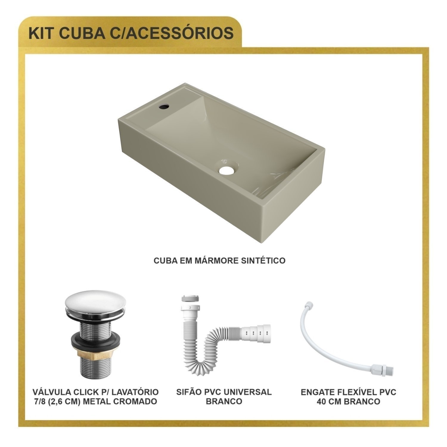 Kit Cuba Rl545 Roma com Válvula Click e Sifão e Flexível - 8